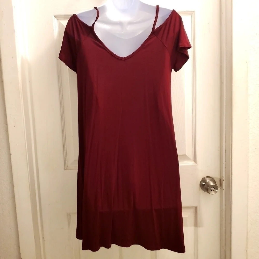 Lime N Chili dress strappy cold shoulder burgundy - Picture 2 of 5